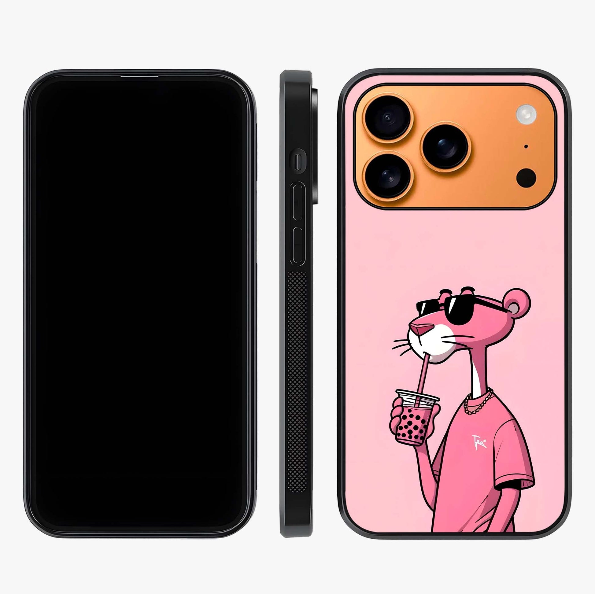 Pink Panther Glass Case displayed upright for full design visibility and premium finish.