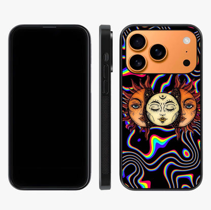 Psychedelic Sun Glass Case displayed upright for full design visibility and premium finish.