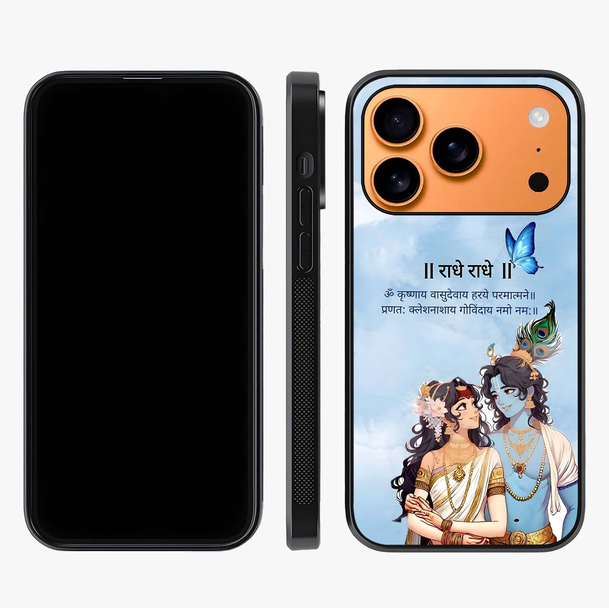 Radha Krishna Eternal Glass Case displayed upright for full design visibility and premium finish.