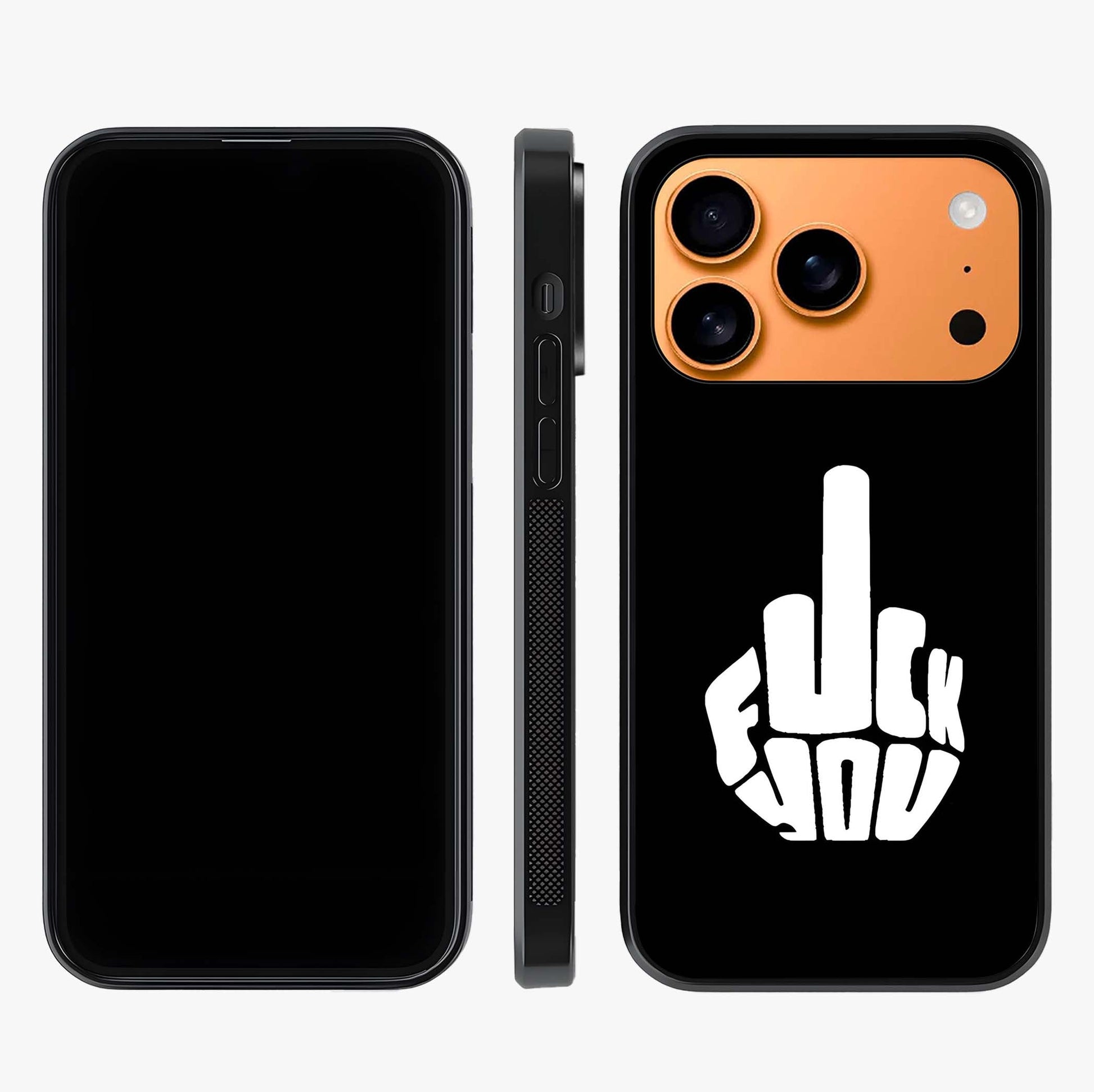 Rebel Mode On Glass Case displayed upright for full design visibility and premium finish.