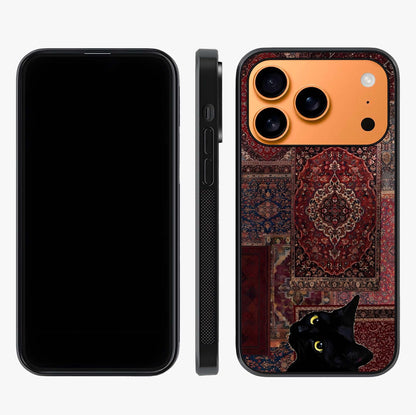 Regal Magic Cat Apple Glass Case displayed upright for full design visibility and premium finish.