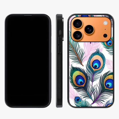 Royal Peacock Feathers Glass Case displayed upright for full design visibility and premium finish.