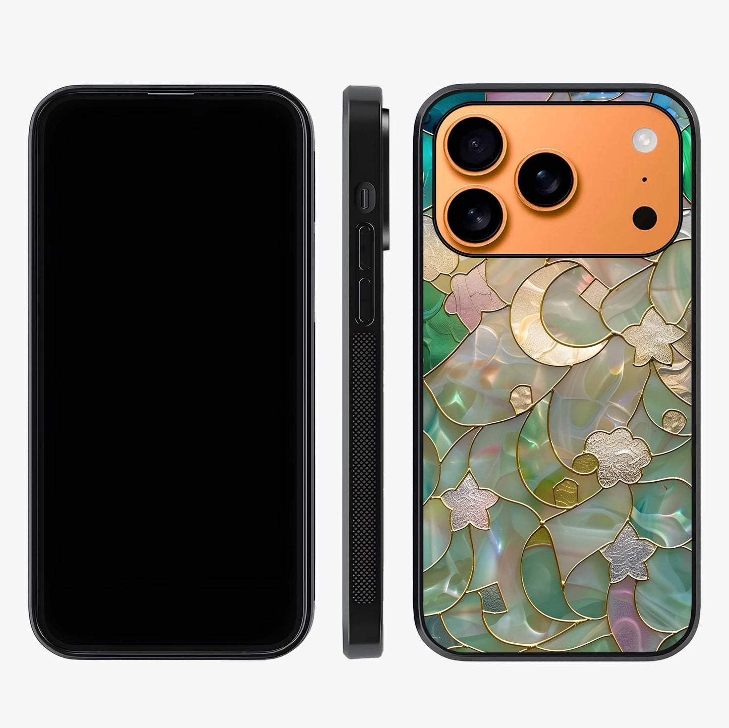Stained Sunrise Glow Glass Case displayed upright for full design visibility and premium finish.