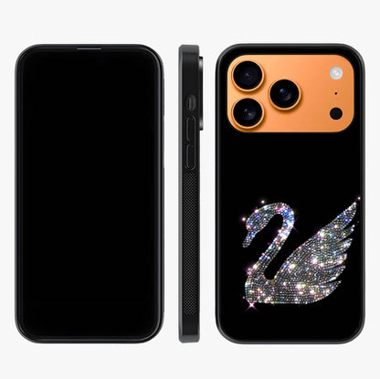 Starlit Swan Grace Glass Case displayed upright for full design visibility and premium finish.