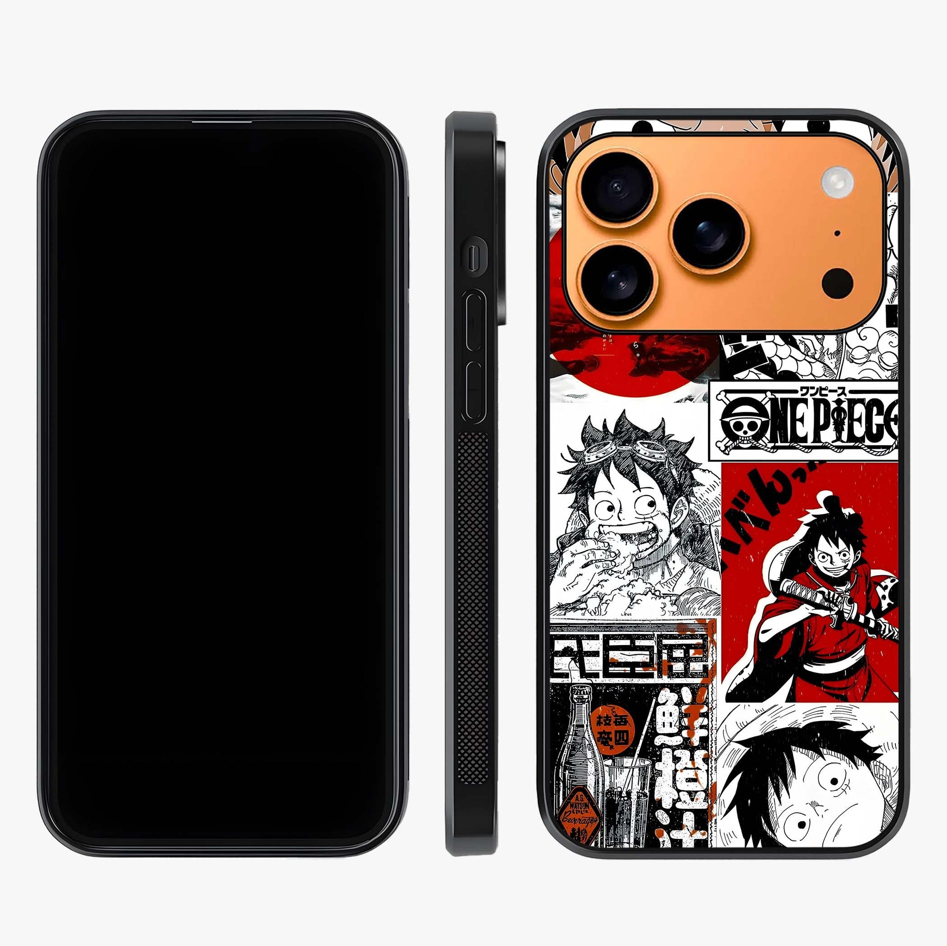 Strawhat Chaos Panels Glass Case displayed upright for full design visibility and premium finish.