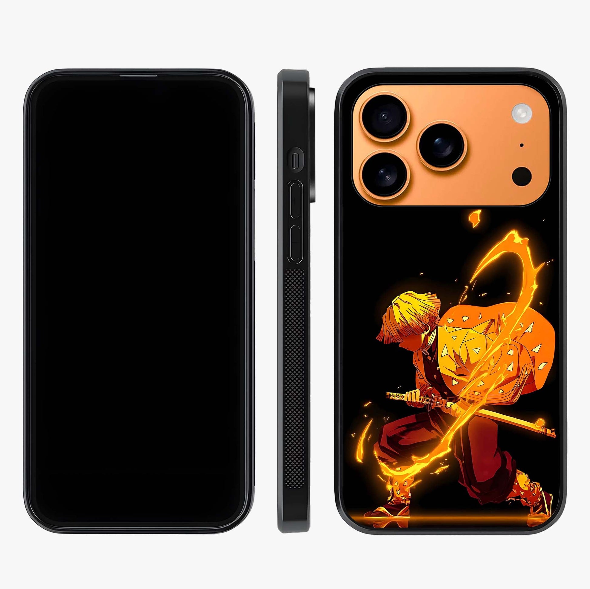 Thunder Flame Execution Glass Case displayed upright for full design visibility and premium finish.