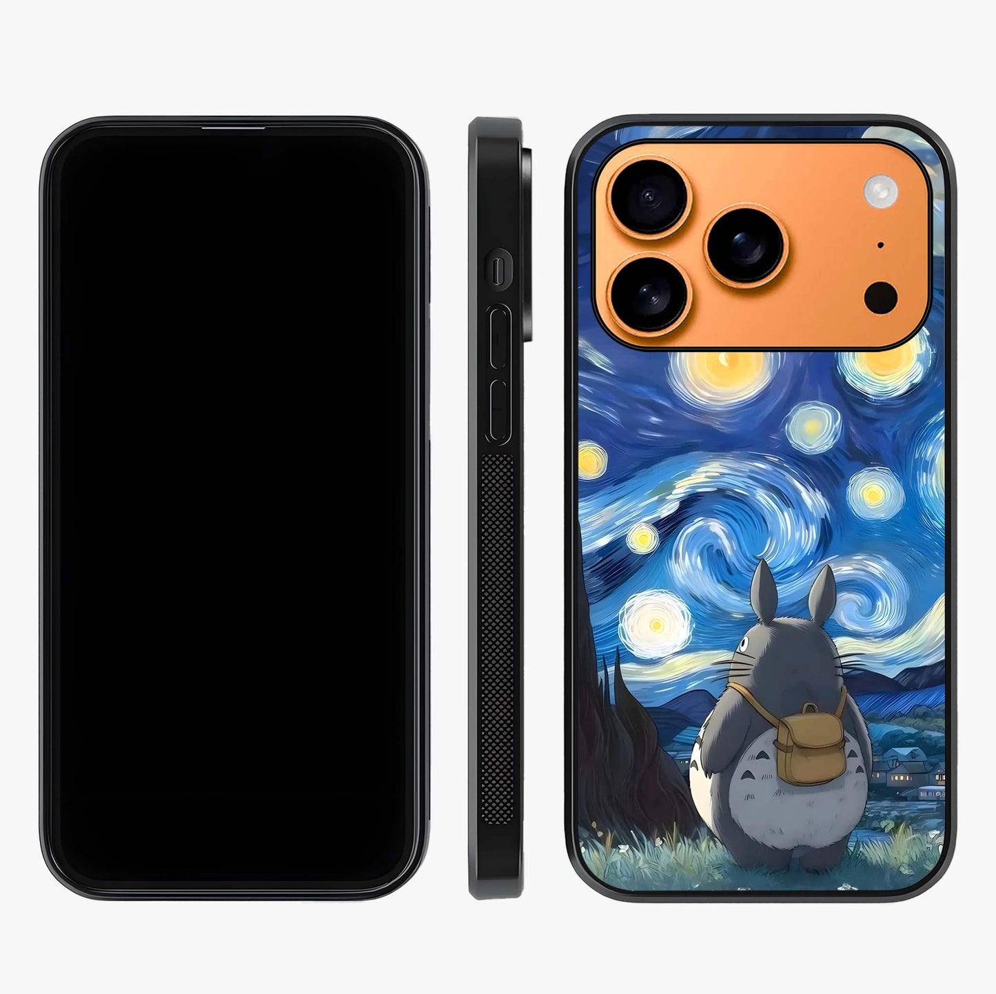 Totoro In Van Gogh Art Glass Case displayed upright for full design visibility and premium finish.