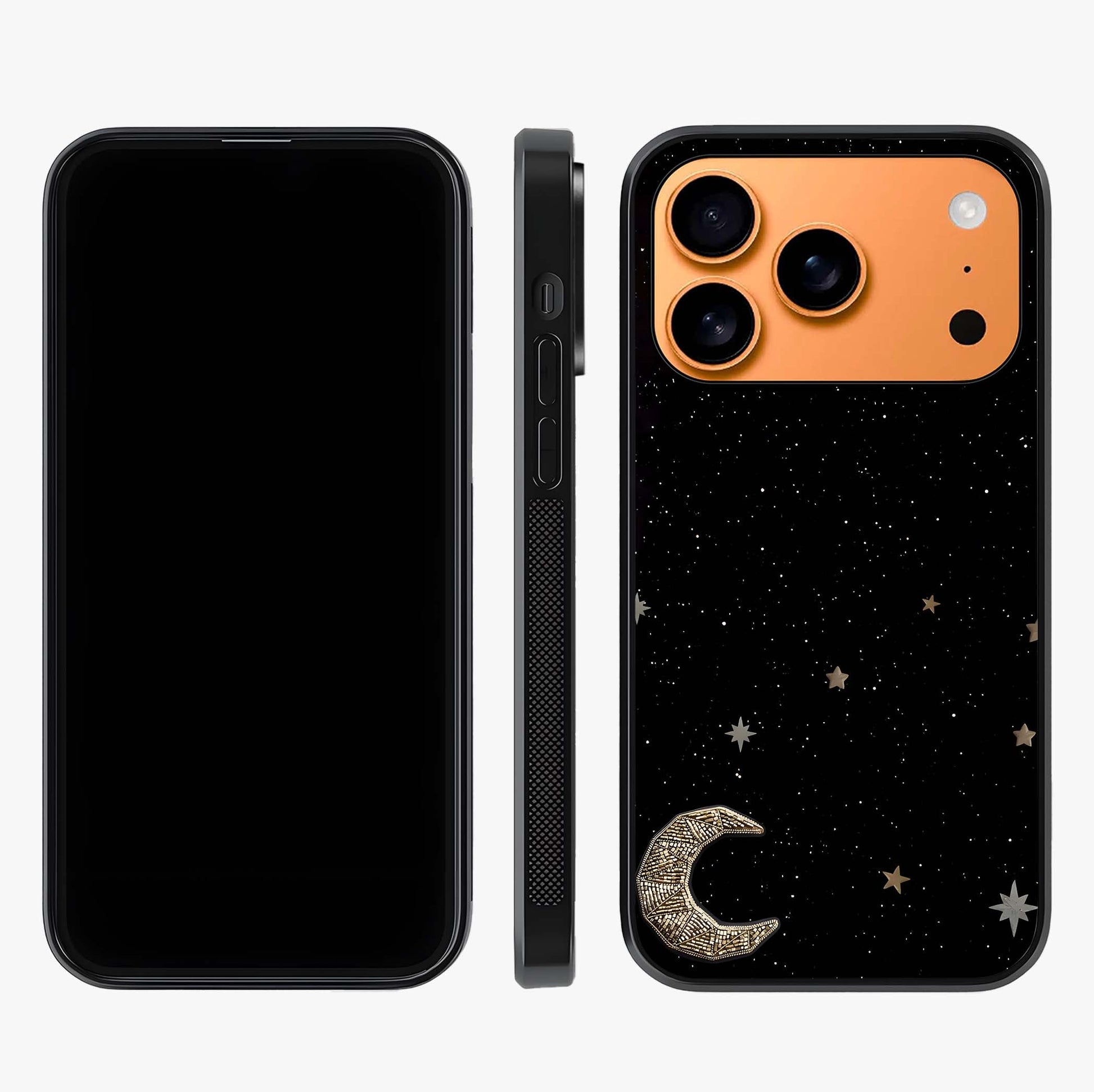 Twinkle Star With Half Moon Glass Case displayed upright for full design visibility and premium finish.