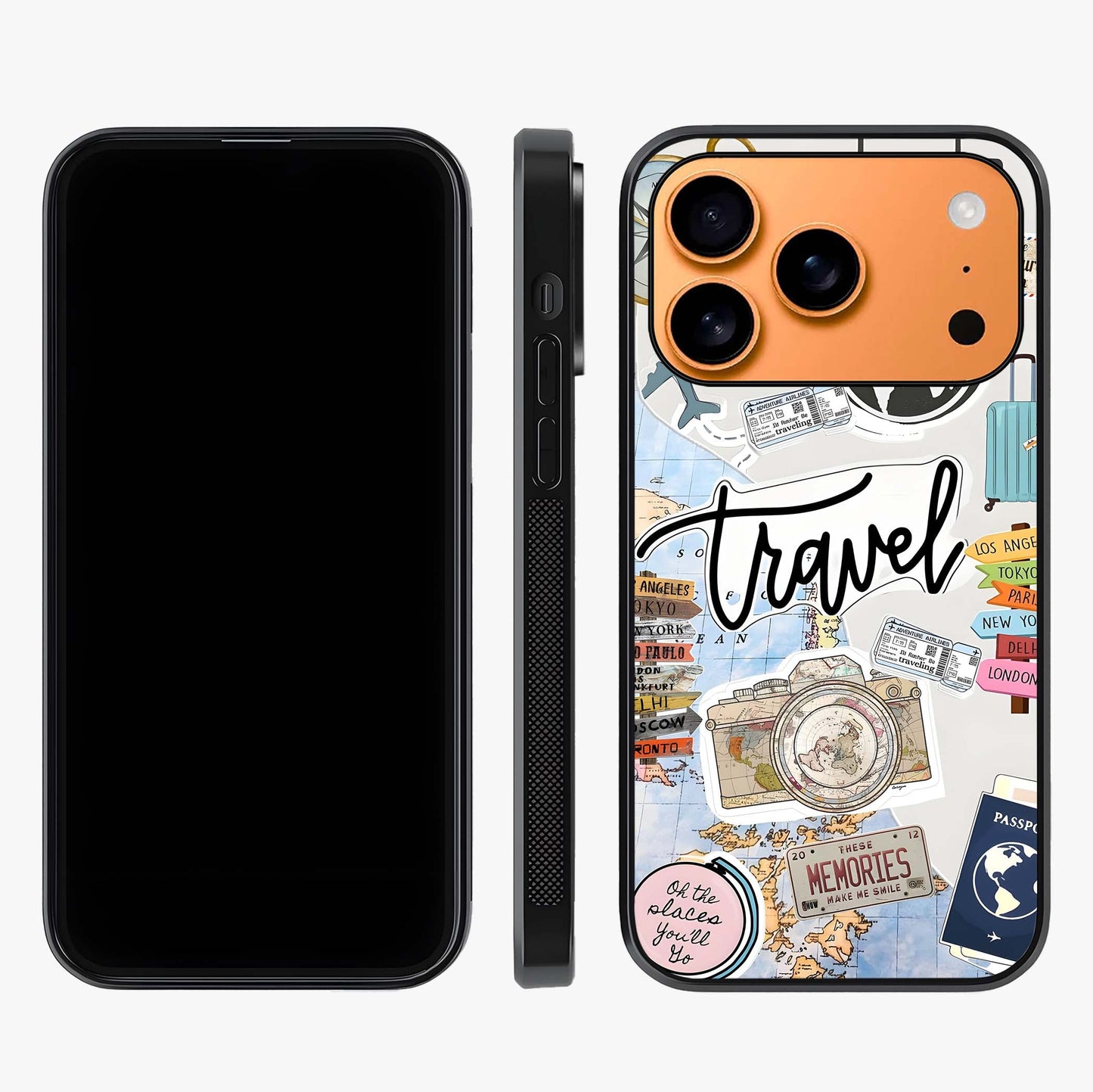 Wanderlust Journal Glass Case displayed upright for full design visibility and premium finish.