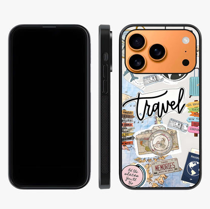 Wanderlust Journal Glass Case displayed upright for full design visibility and premium finish.