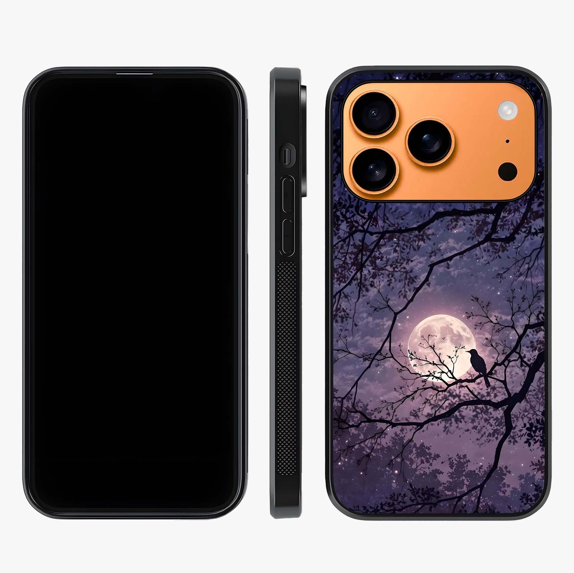 Whispering Moon Silence Glass Case displayed upright for full design visibility and premium finish.