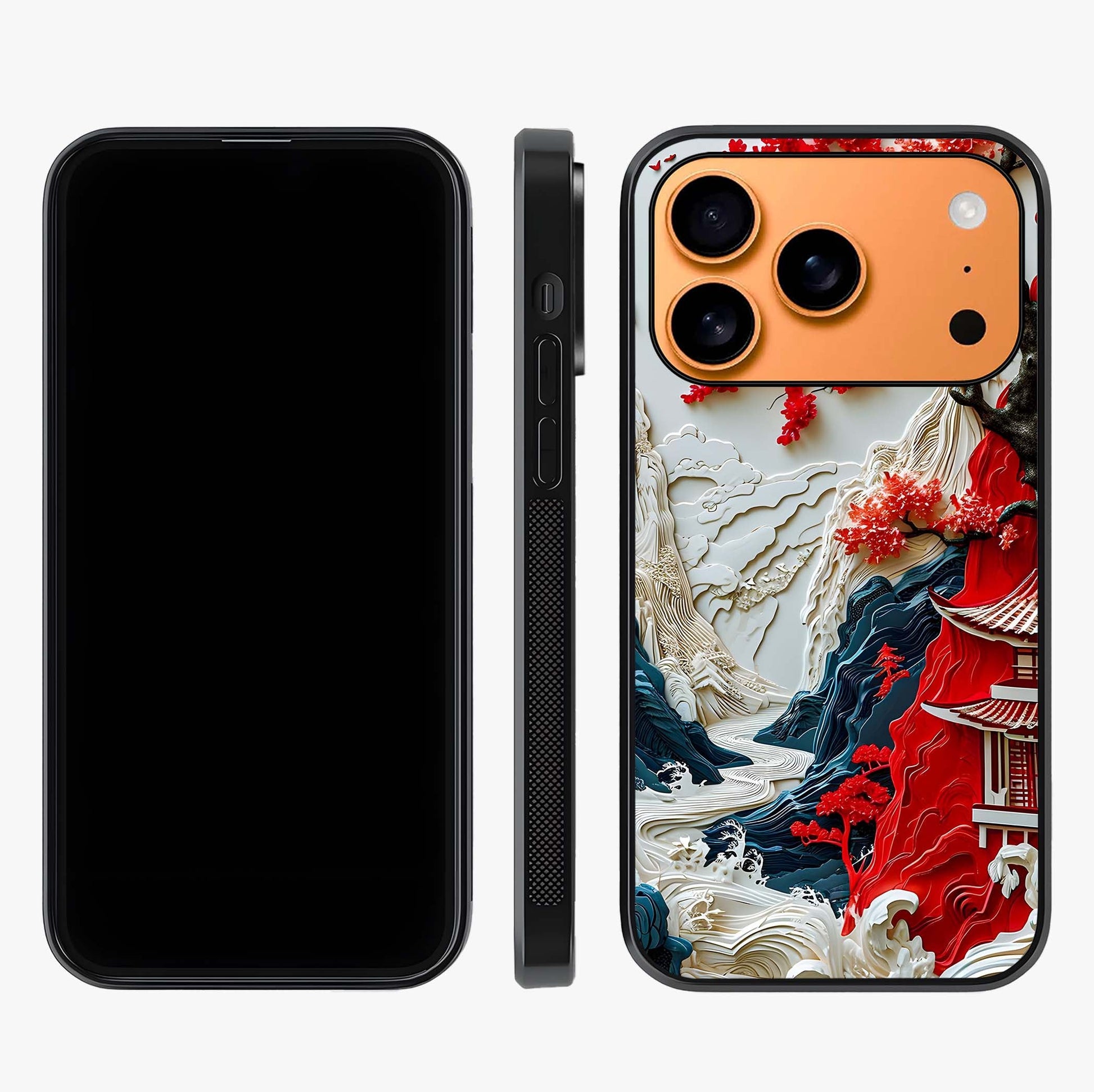 Whispers Of Sakura Waves Glass Case displayed upright for full design visibility and premium finish.