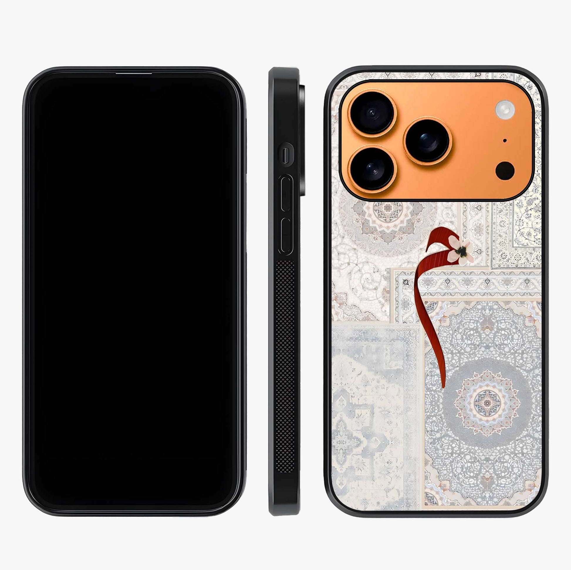 White Aesthetic Bow Glass Case displayed upright for full design visibility and premium finish.