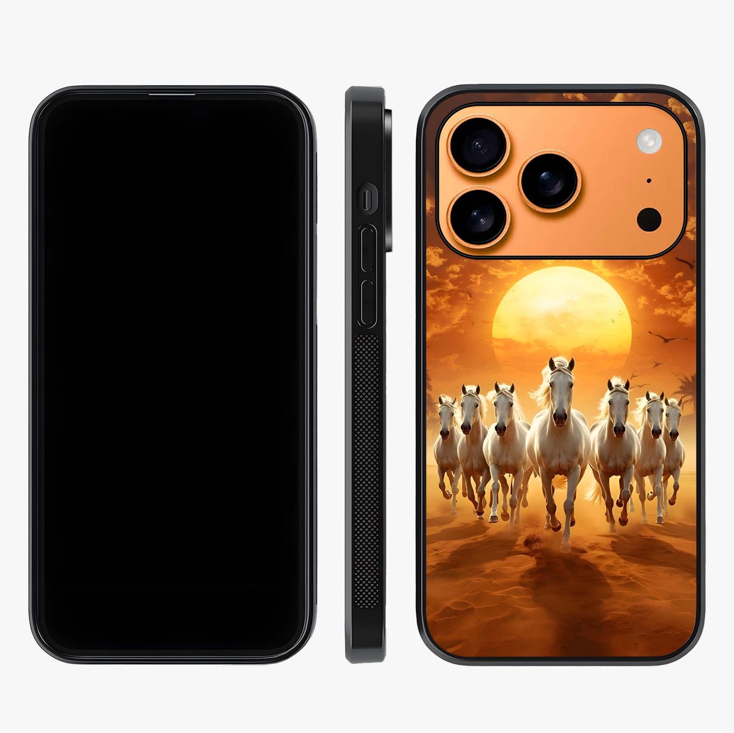 Wild Sunset Majesty Glass Case displayed upright for full design visibility and premium finish.