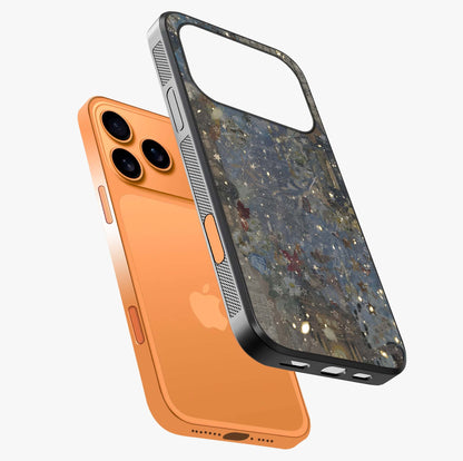 Aesthetic Astrolophia Glass Case laid diagonally highlighting side profile, edges and glossy glass shine.