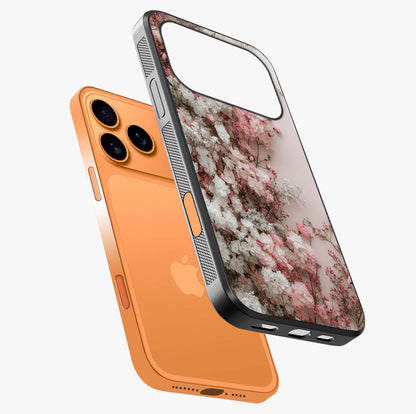 Blush Blossom Cloud Glass Case laid diagonally highlighting side profile, edges and glossy glass shine.