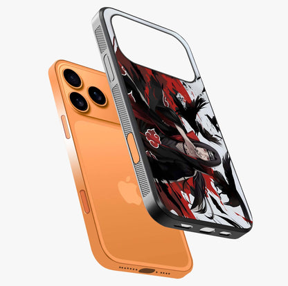 Crimson Crow Illusion Glass Case laid diagonally highlighting side profile, edges and glossy glass shine.