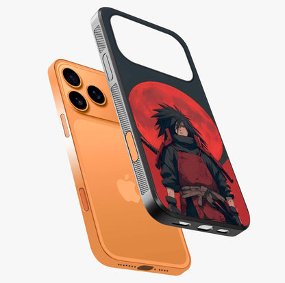Crimson Moon Warlord Glass Case laid diagonally highlighting side profile, edges and glossy glass shine.