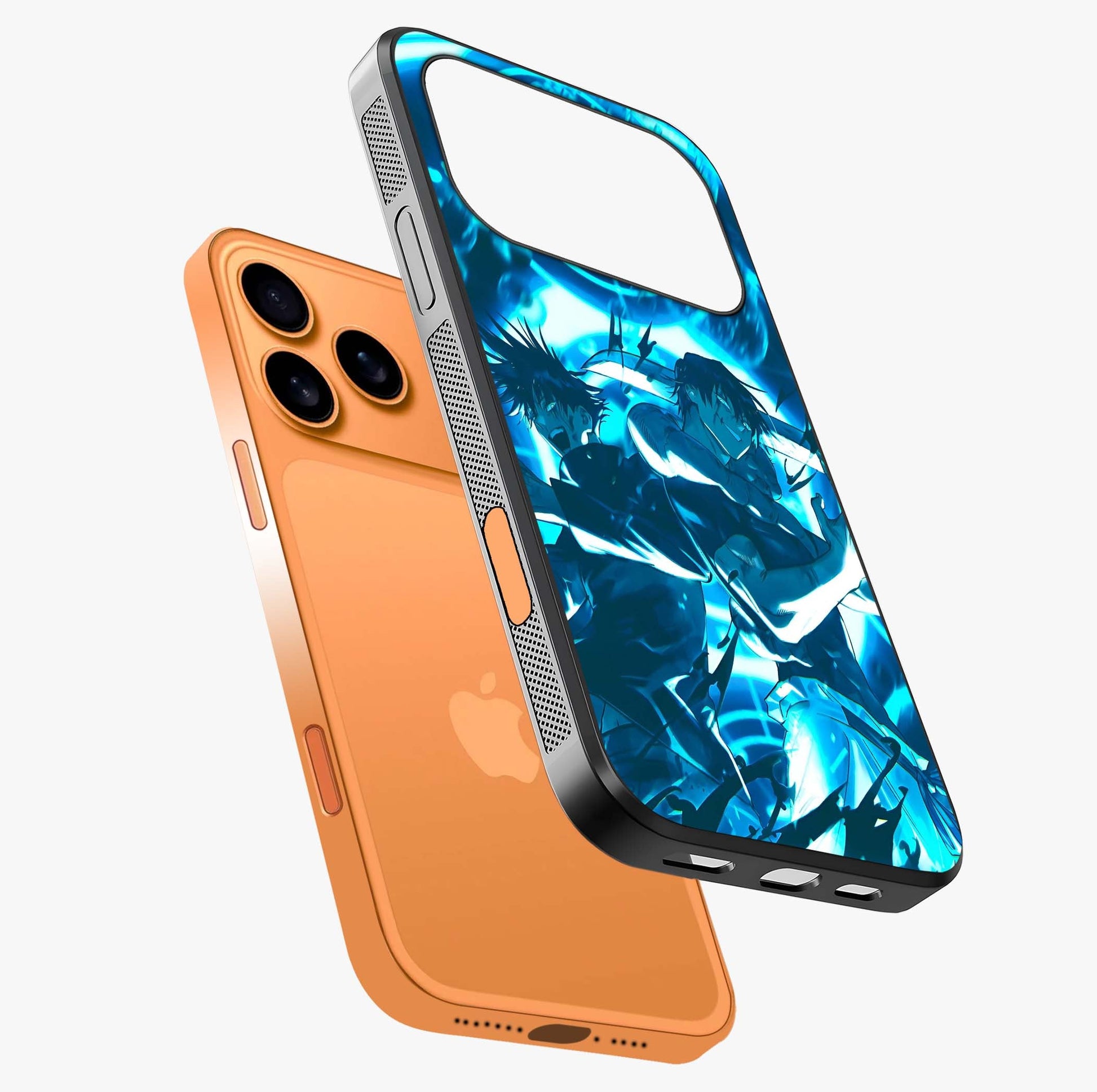 Cursed Energy Clash Glass Case laid diagonally highlighting side profile, edges and glossy glass shine.