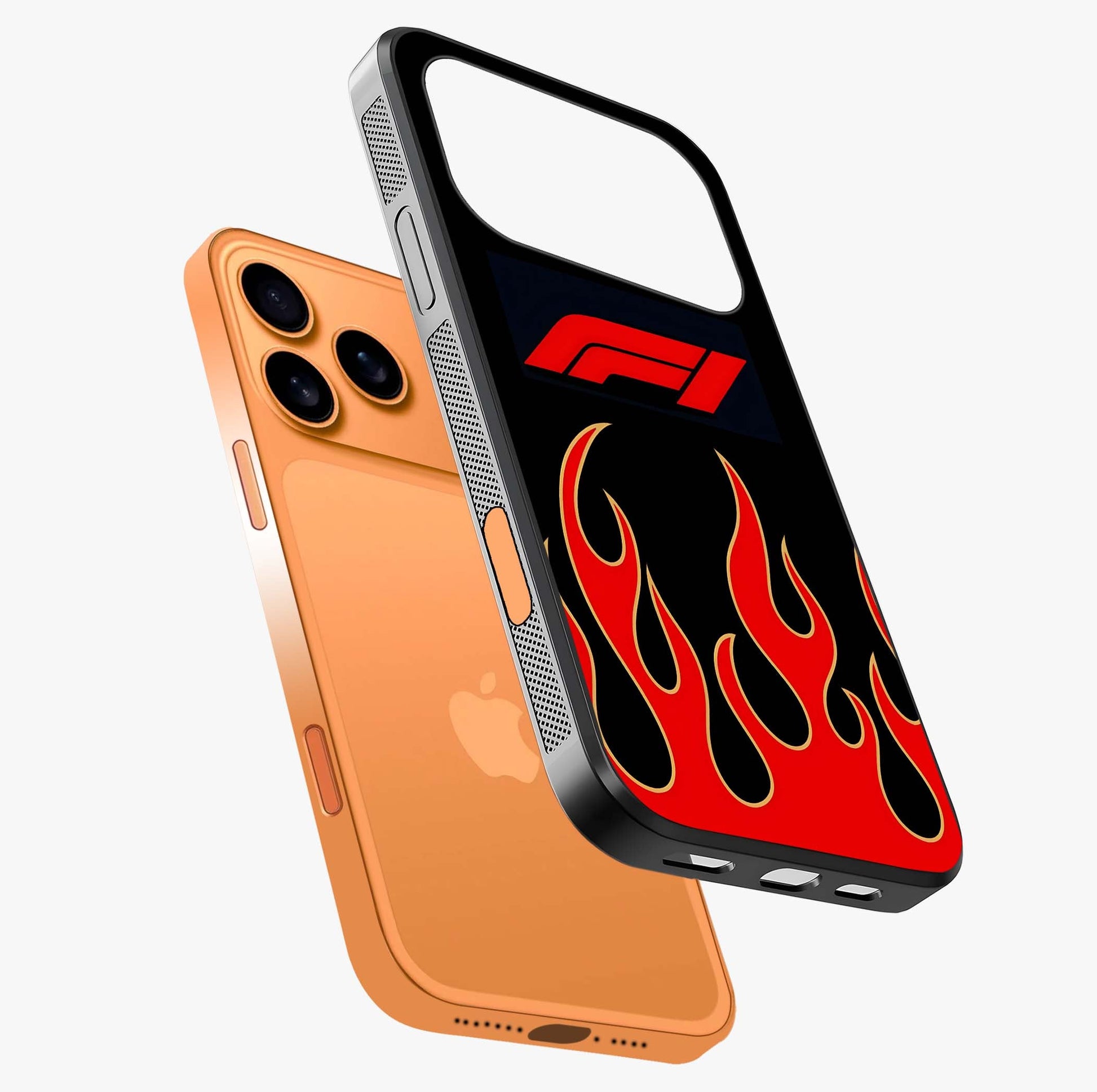 Fire F11 Glass Case laid diagonally highlighting side profile, edges and glossy glass shine.