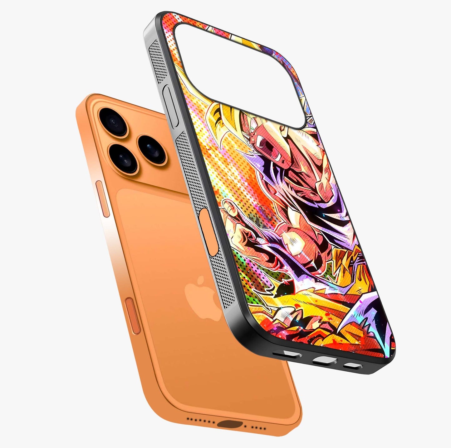 Firing Goku Glass Case laid diagonally highlighting side profile, edges and glossy glass shine.