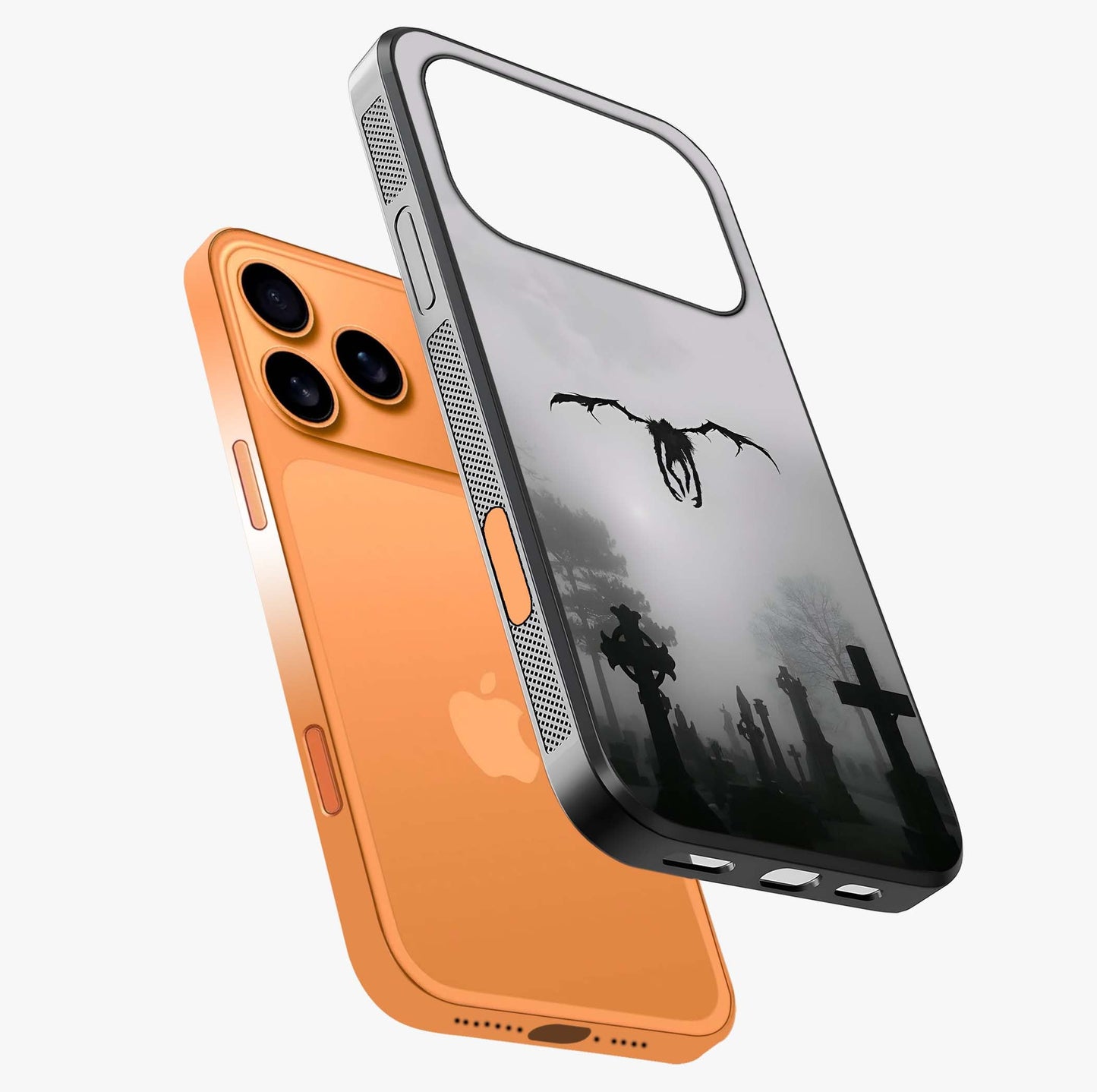 Graveyard Shadow Descent Glass Case laid diagonally highlighting side profile, edges and glossy glass shine.