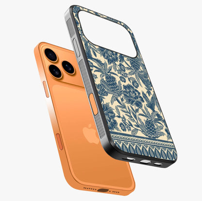 Heirloom Wild Bloom Glass Case laid diagonally highlighting side profile, edges and glossy glass shine.