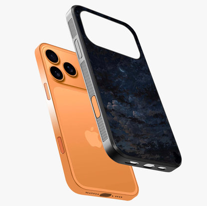 Lunar Veil Silence Glass Case laid diagonally highlighting side profile, edges and glossy glass shine.