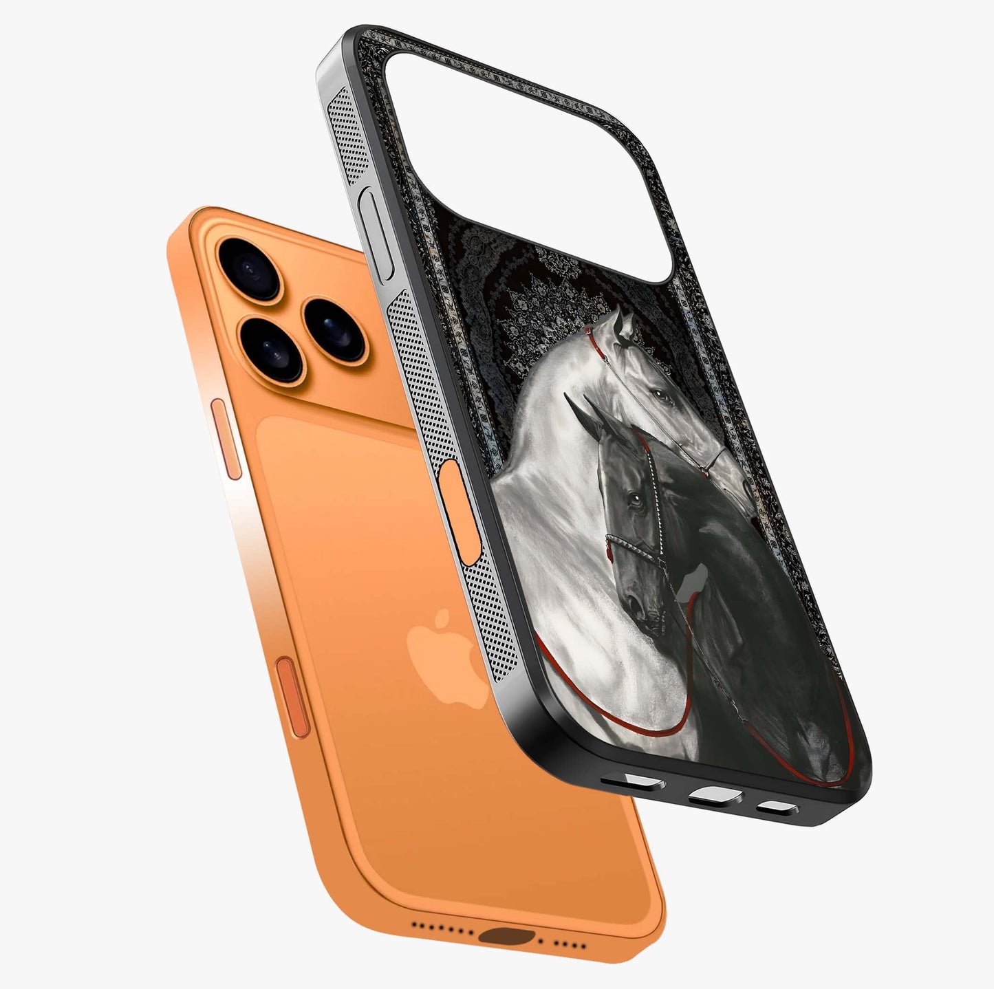 Majestic Ride Legacy Glass Case laid diagonally highlighting side profile, edges and glossy glass shine.