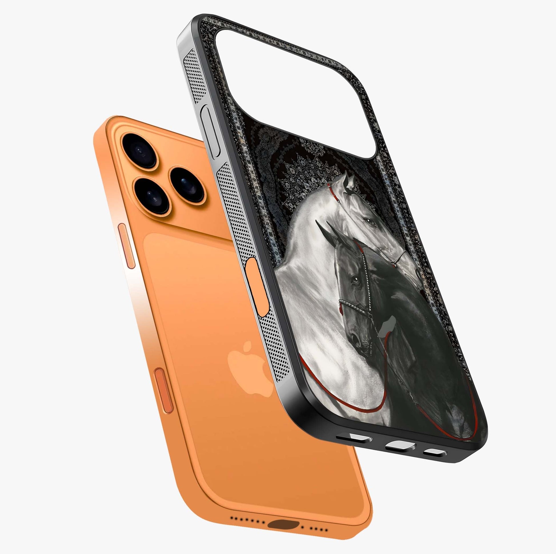 Majestic Ride Legacy Glass Case laid diagonally highlighting side profile, edges and glossy glass shine.