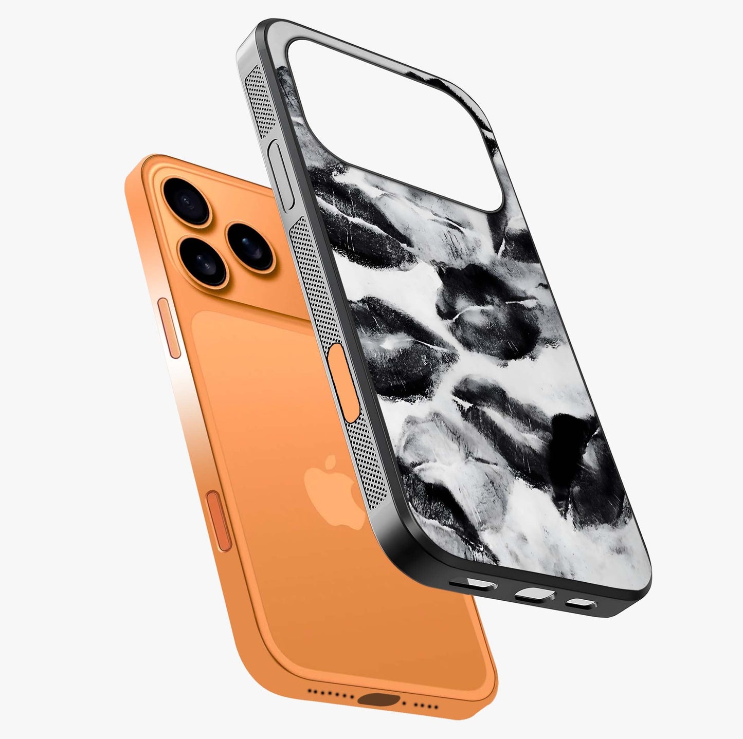 Midnight Kiss Marks Glass Case laid diagonally highlighting side profile, edges and glossy glass shine.