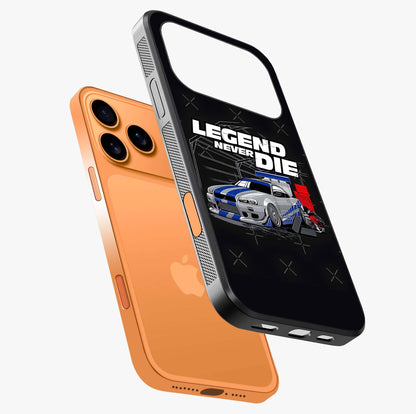 Midnight Racing Legacy Glass Case laid diagonally highlighting side profile, edges and glossy glass shine.