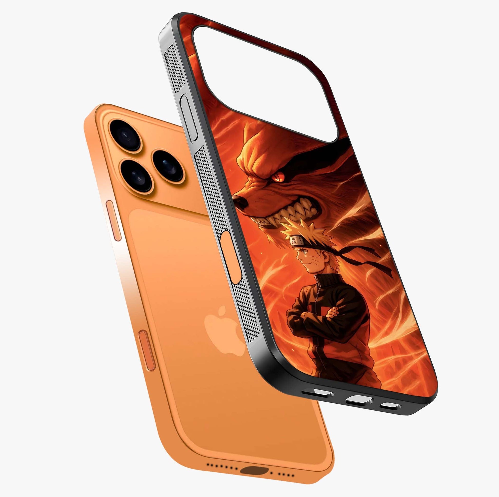 Nine Tails Legacy Glass Case laid diagonally highlighting side profile, edges and glossy glass shine.