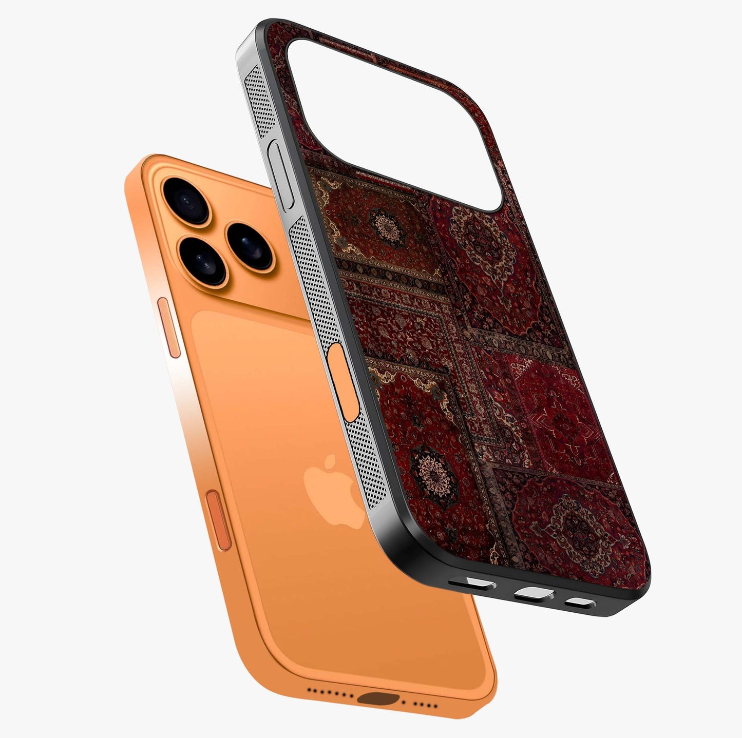 Persian Velvet Tale Glass Case laid diagonally highlighting side profile, edges and glossy glass shine.