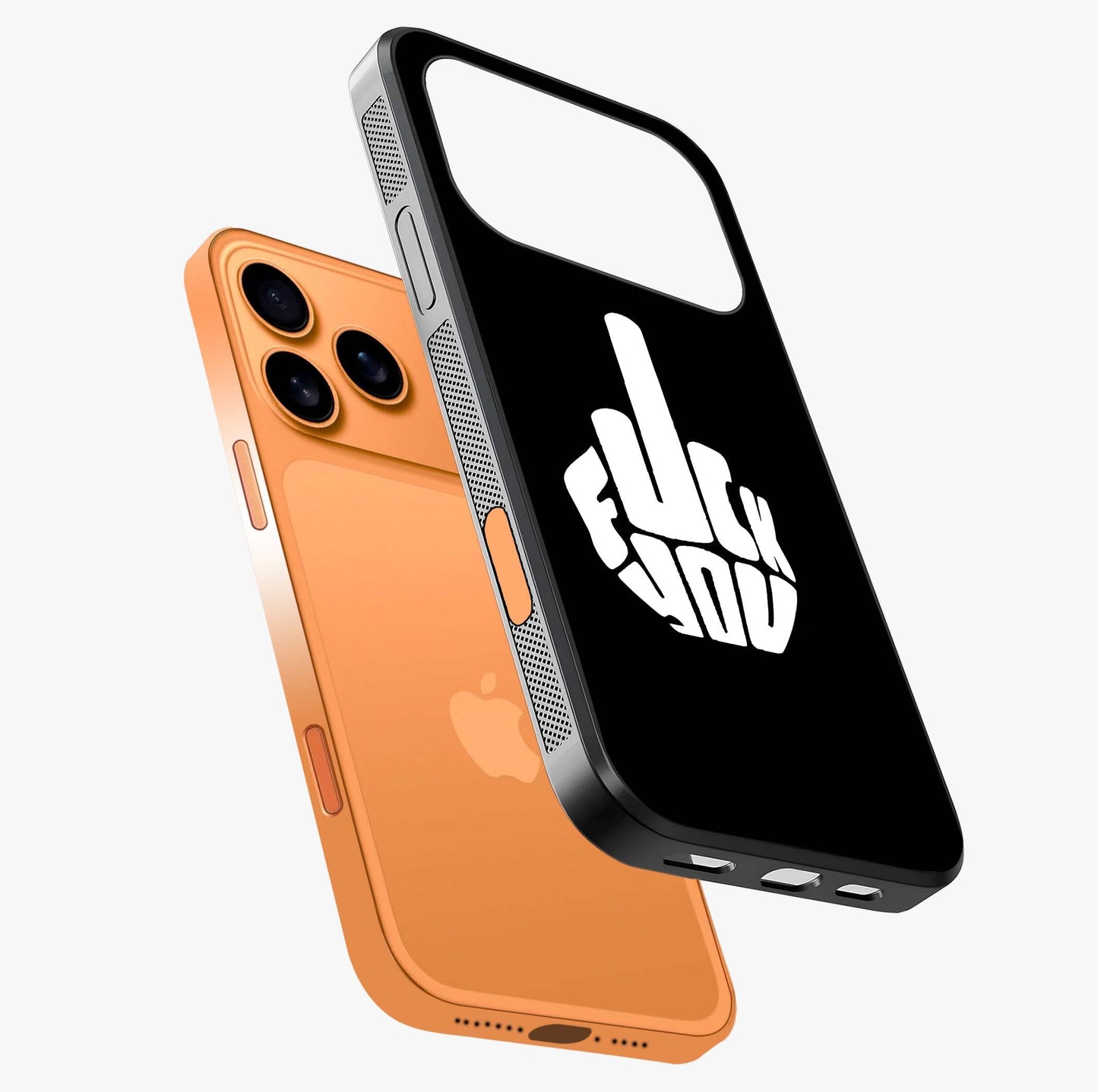 Rebel Mode On Glass Case laid diagonally highlighting side profile, edges and glossy glass shine.
