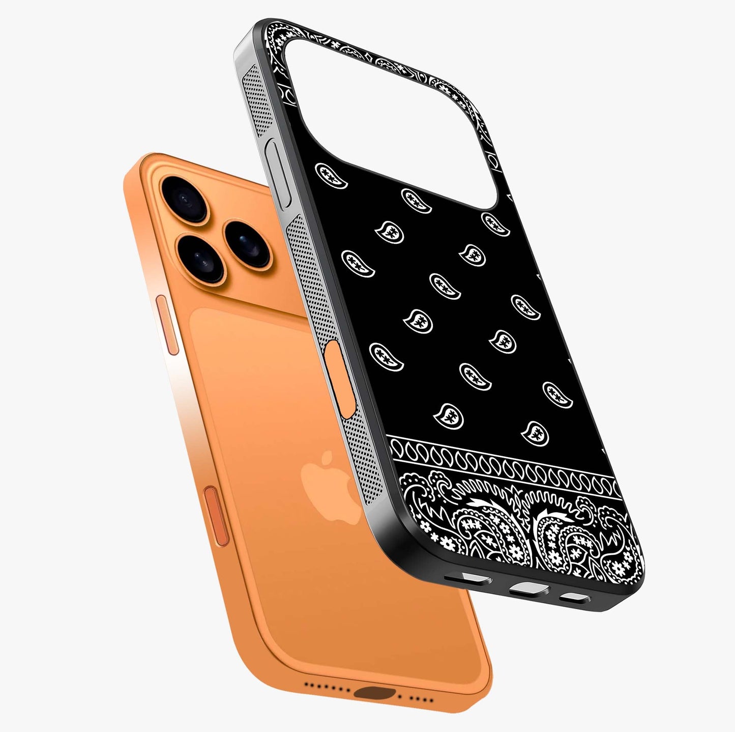 Retro Rebel Threads Glass Case laid diagonally highlighting side profile, edges and glossy glass shine.