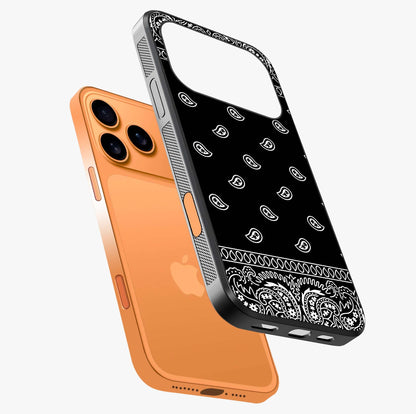 Retro Rebel Threads Glass Case laid diagonally highlighting side profile, edges and glossy glass shine.