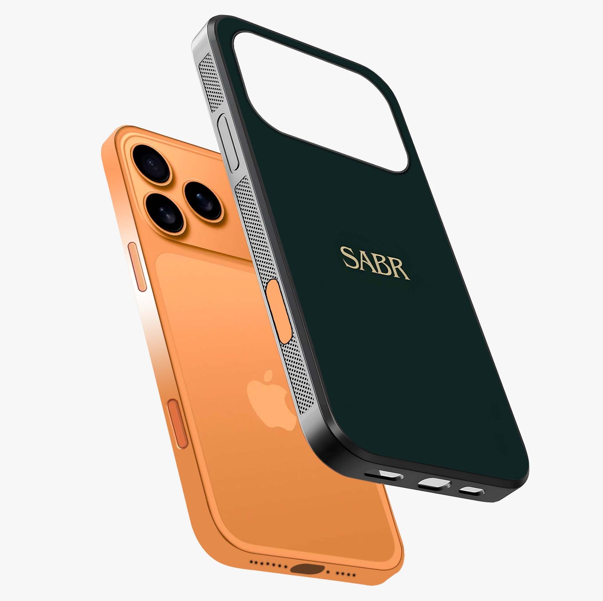 Sabr Minimal Patience Glass Case laid diagonally highlighting side profile, edges and glossy glass shine.