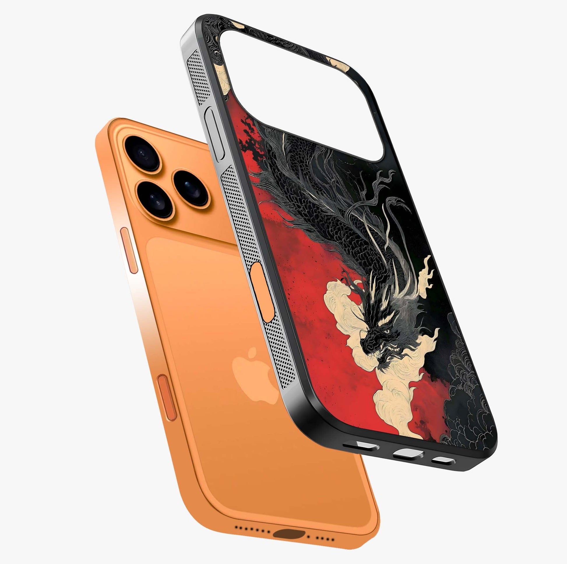 Shadow Dragon Fury Glass Case laid diagonally highlighting side profile, edges and glossy glass shine.
