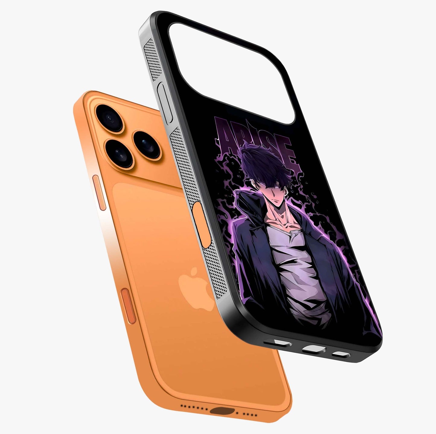 Shadow Monarch Awakening Glass Case laid diagonally highlighting side profile, edges and glossy glass shine.