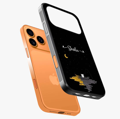Silent Night Row Glass Case laid diagonally highlighting side profile, edges and glossy glass shine.