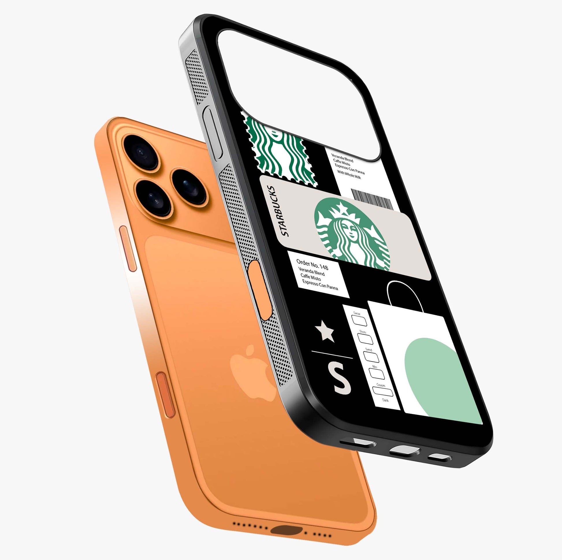 Starbucks Mocha Glass Case laid diagonally highlighting side profile, edges and glossy glass shine.