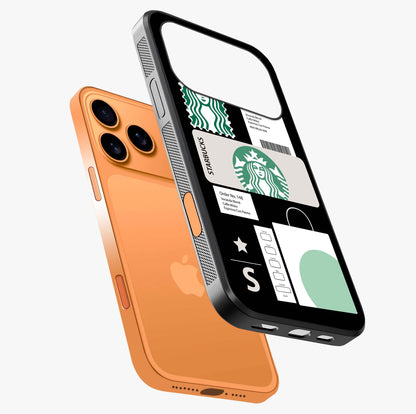Starbucks Mocha Glass Case laid diagonally highlighting side profile, edges and glossy glass shine.