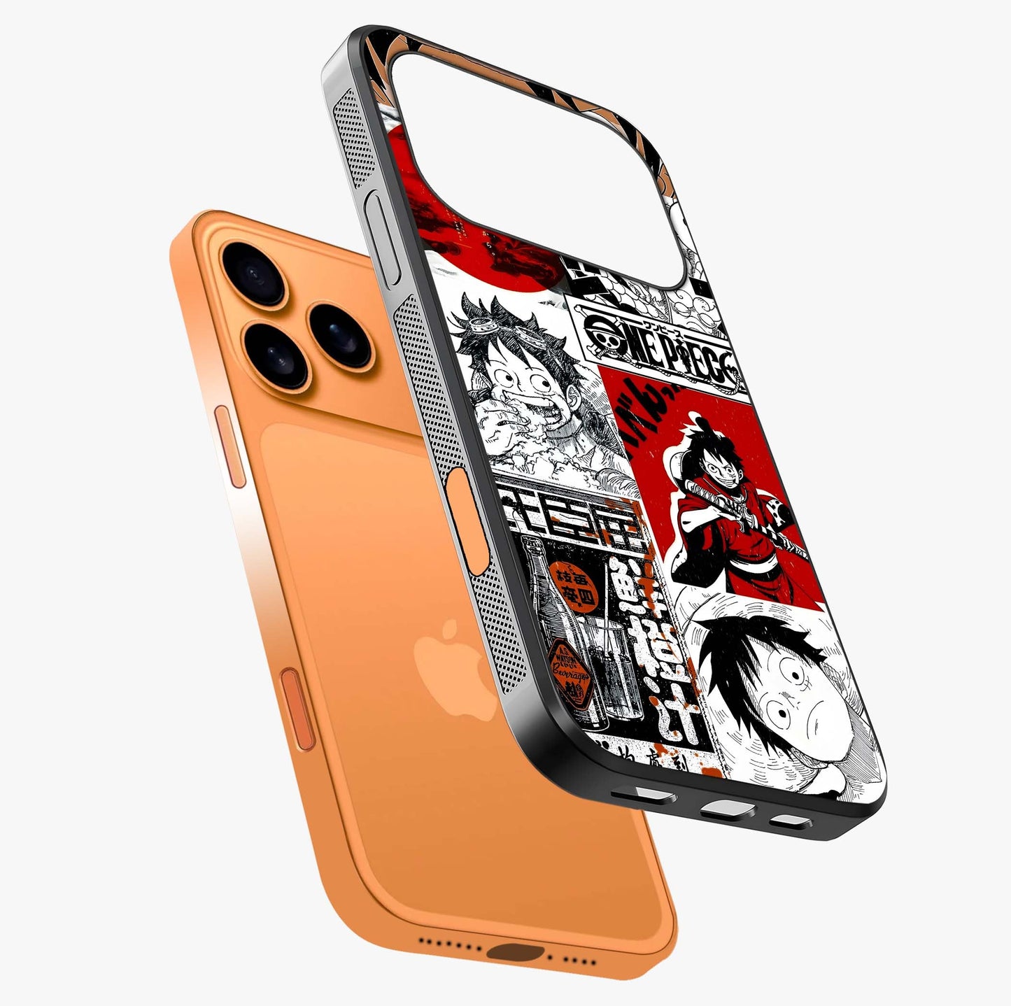Strawhat Chaos Panels Glass Case laid diagonally highlighting side profile, edges and glossy glass shine.