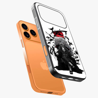 Uchiha Shadow Throne Glass Case laid diagonally highlighting side profile, edges and glossy glass shine.