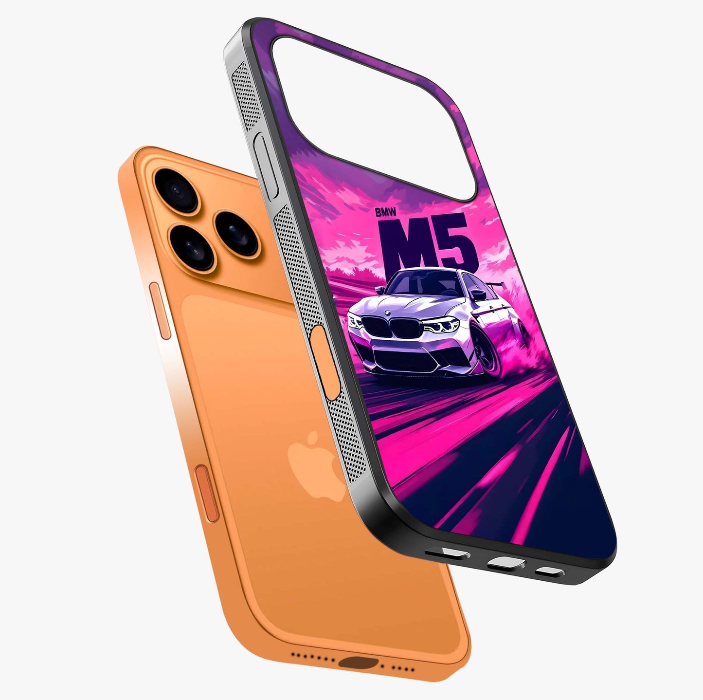 Velocity Drift Pulse Glass Case laid diagonally highlighting side profile, edges and glossy glass shine.