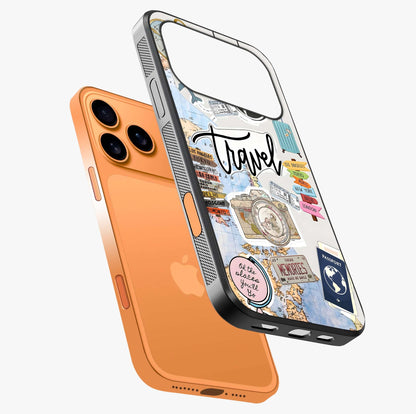 Wanderlust Journal Glass Case laid diagonally highlighting side profile, edges and glossy glass shine.