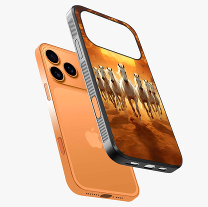 Wild Sunset Majesty Glass Case laid diagonally highlighting side profile, edges and glossy glass shine.
