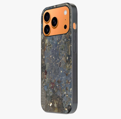 Aesthetic Astrolophia Glass Case photographed in natural light showing reflective finish and design depth.