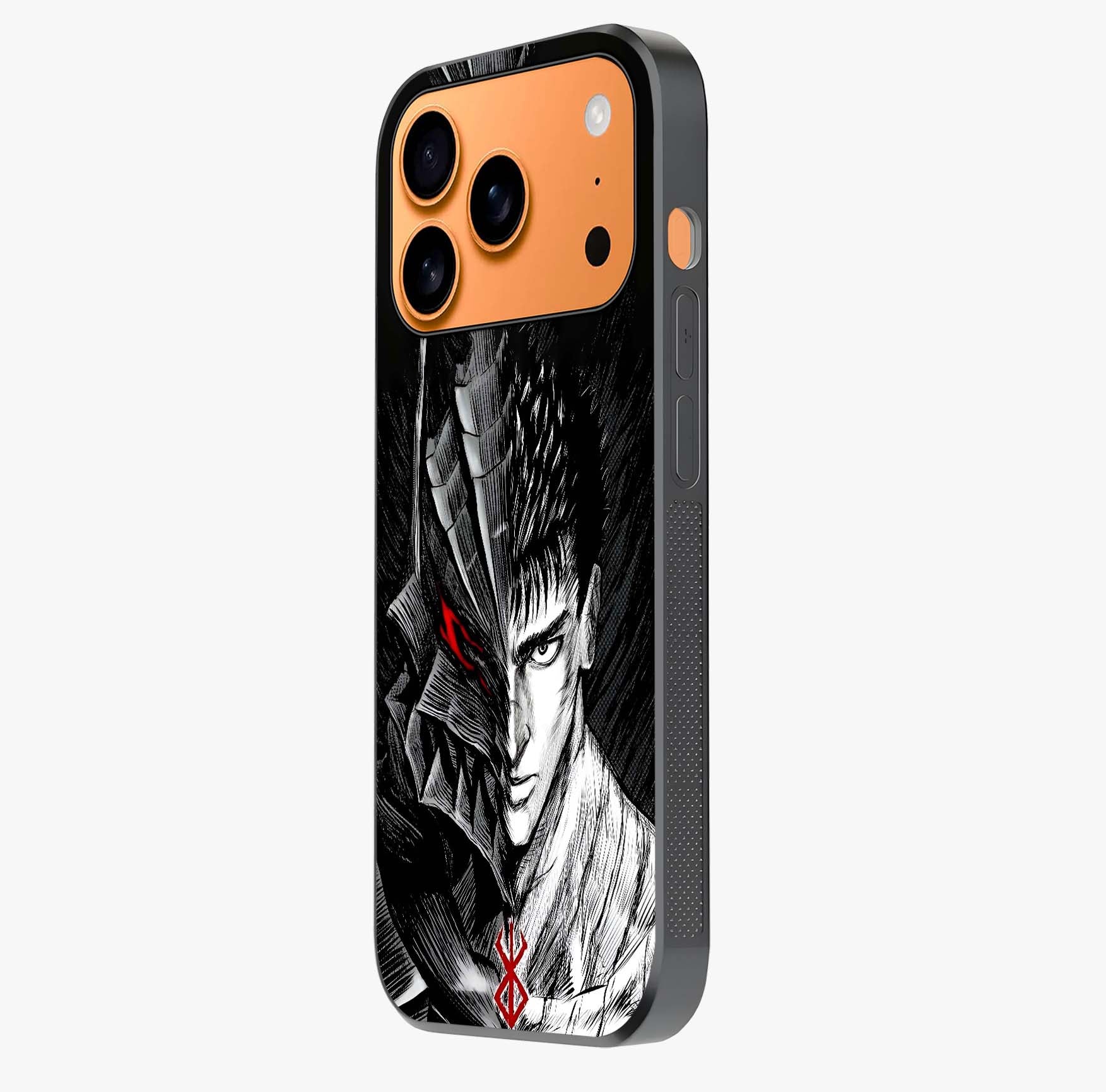 Berserker Blood Oath Glass Case photographed in natural light showing reflective finish and design depth.